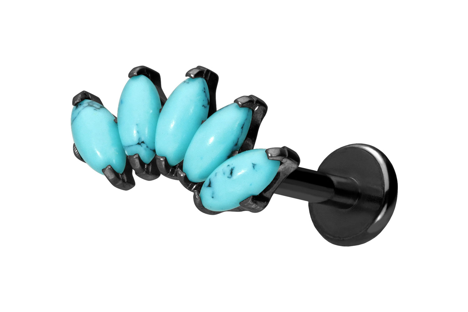 Titanium labret with push fit ARCH + SYNTHETIC TURQUOISES