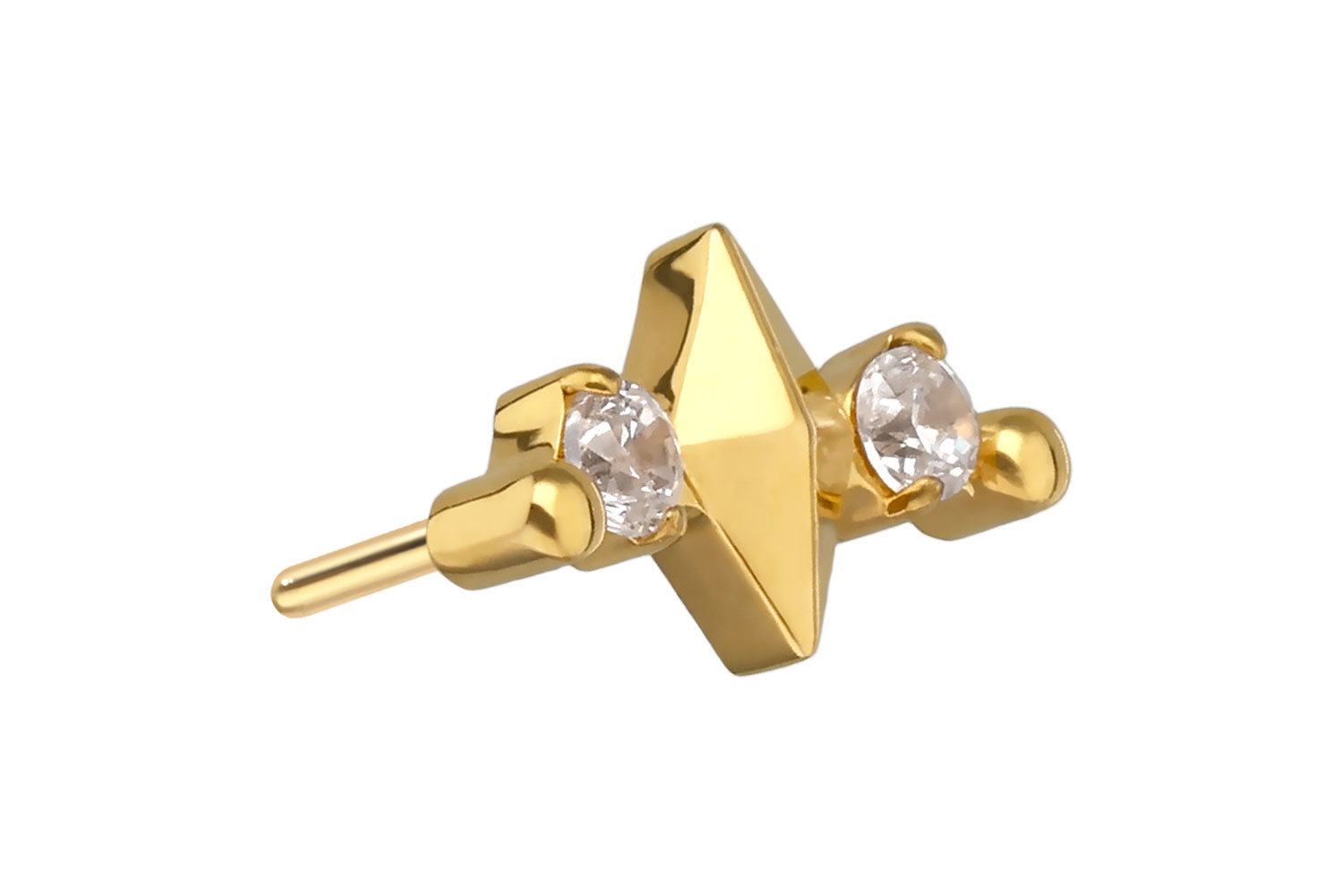 Titanium attachment with push pin RHOMBUS + 2 CRYSTALS