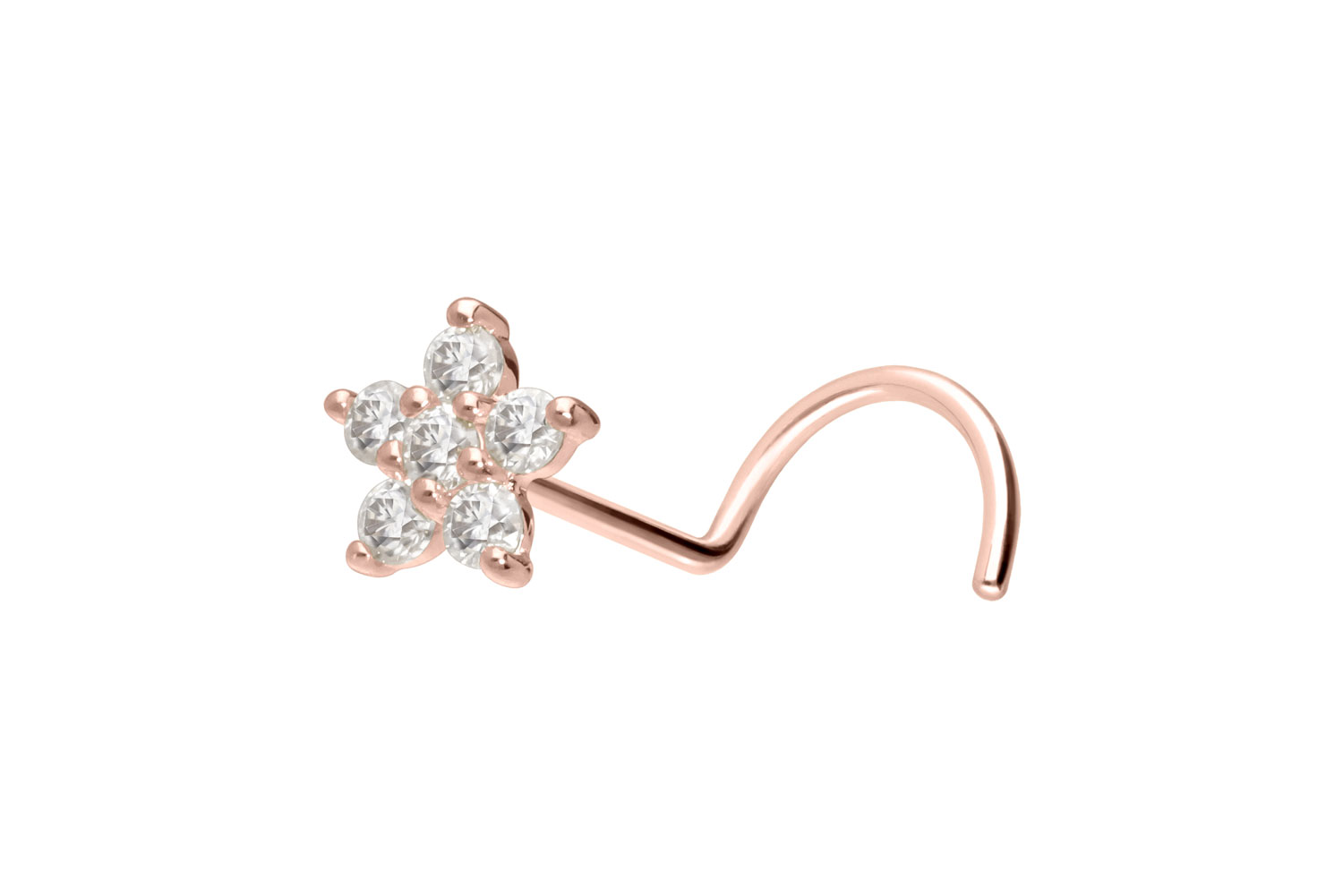 14/18 carat nose stud spiral MOISSANITE FLOWER