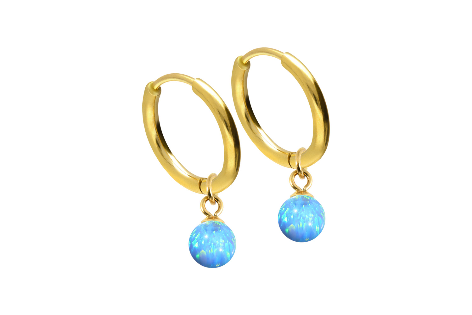 Surgical steel ear clicker creoles SYNTHETIC OPAL
