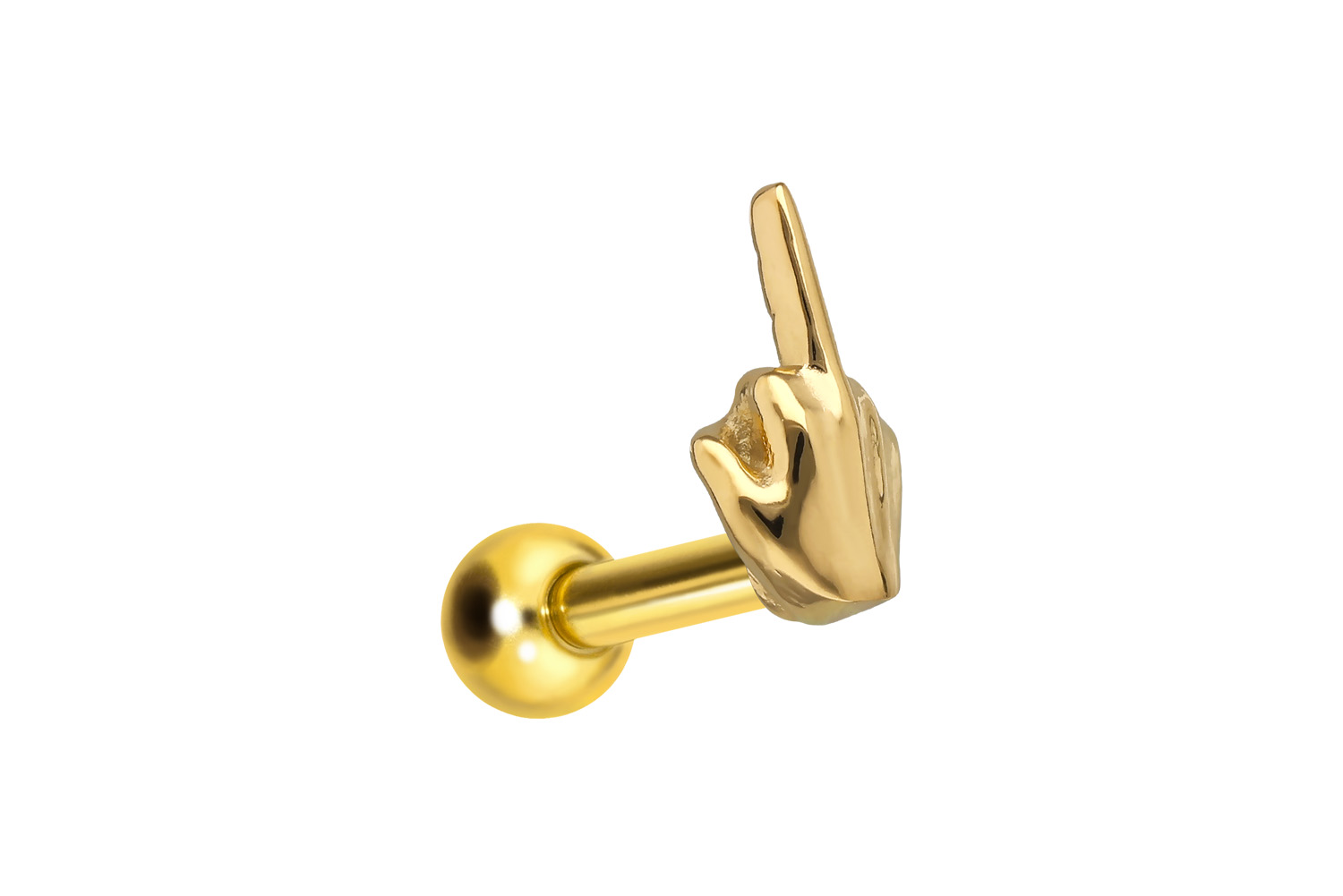 Titanium ear piercing with internal thread MIDDLE FINGER