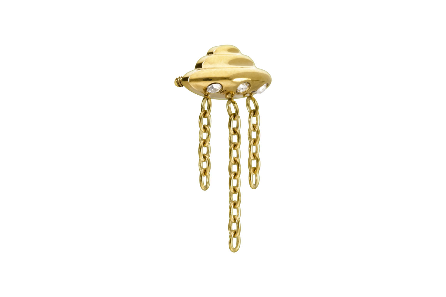 Titanium screw-in attachment with external thread UFO + CHAINS + CRYSTALS