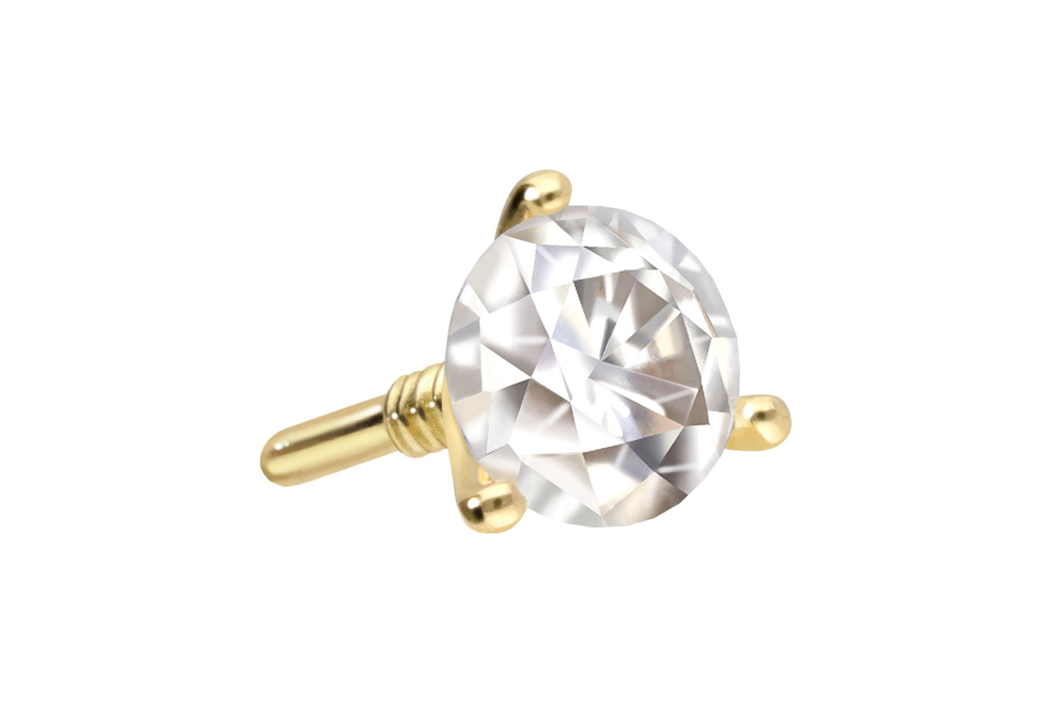 14 carat gold screw-in attachment with external thread MOISSANITE