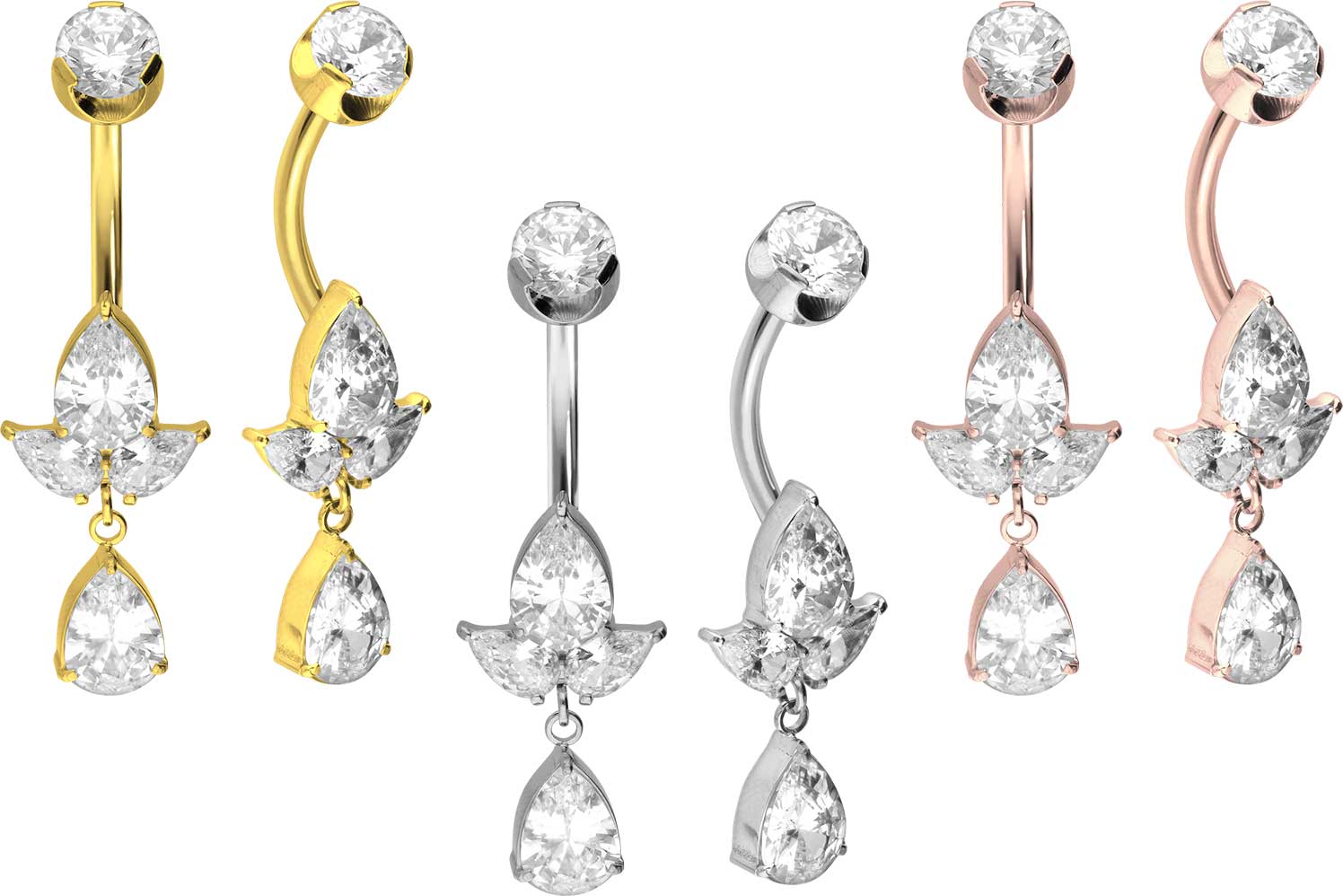 Titanium bananabell with internal thread LOTUS BLOSSOM + CRYSTAL DROP