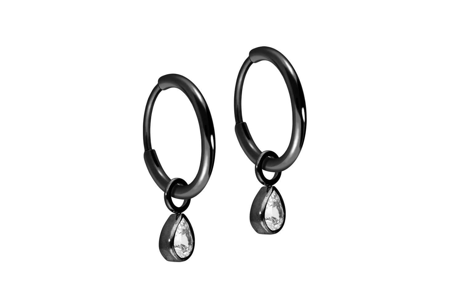 Titanium ear clicker creoles CRYSTAL DROP