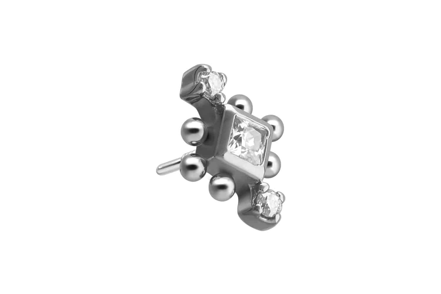 14 carat gold screw-in attachment with external thread 3 MOISSANITES + BALLS