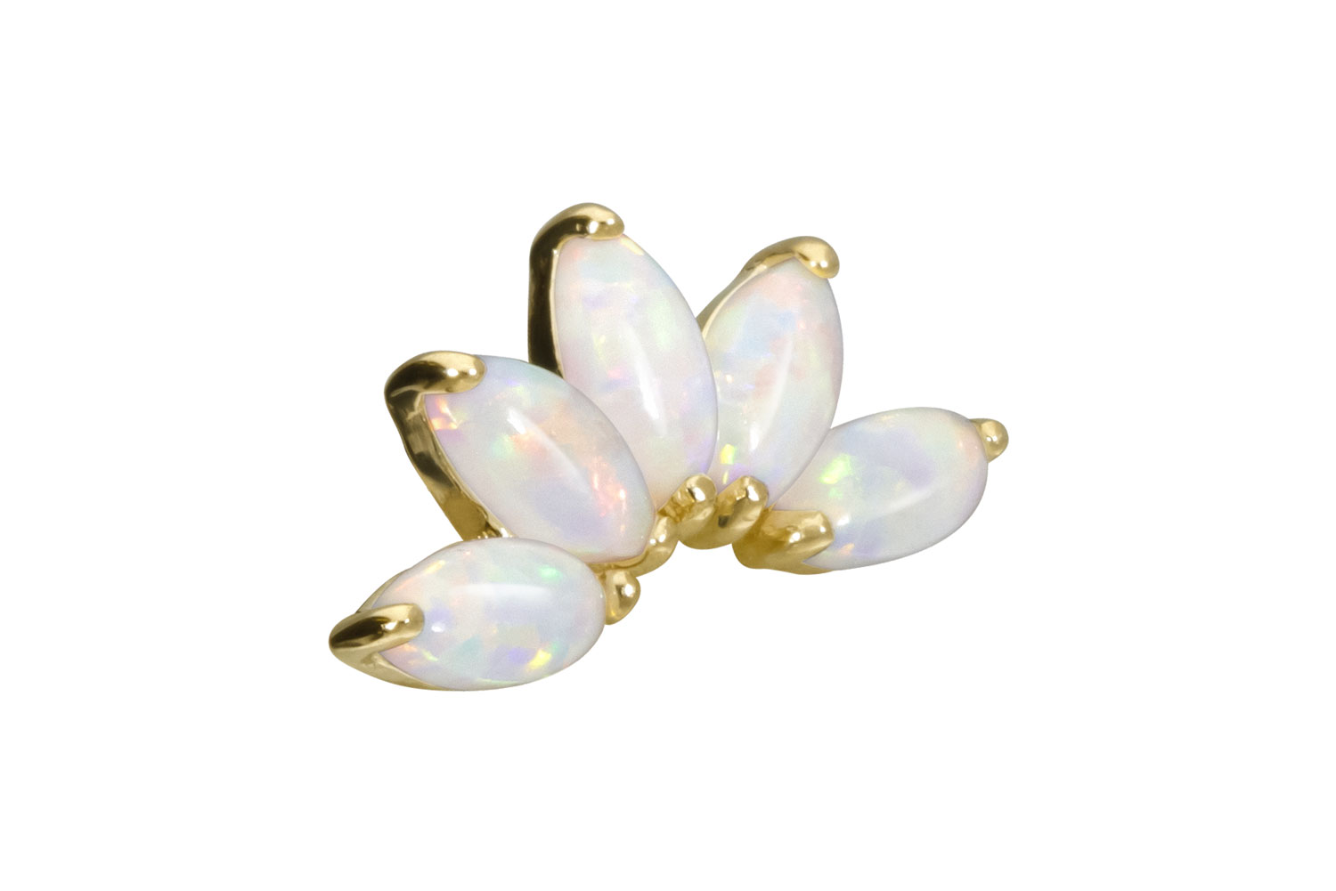 14 carat gold screw-in attachment with external thread LOTUS BLOSSOM + SYNTHETIC OPALS