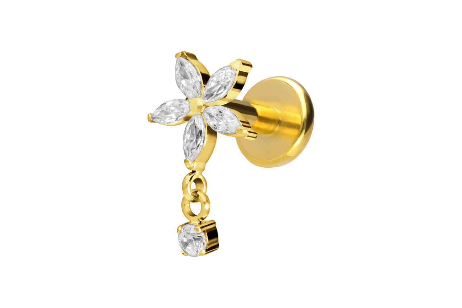 Titan Labret mit Push Fit KRISTALLBLUME + KRISTALL