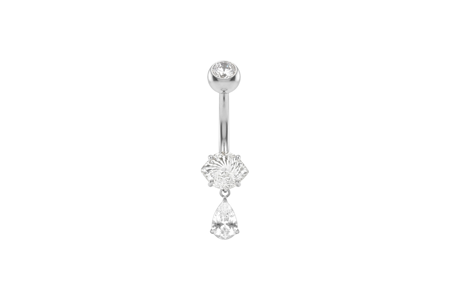 Titanium bananabell with internal thread CRYSTAL EYE + CRYSTALDROP