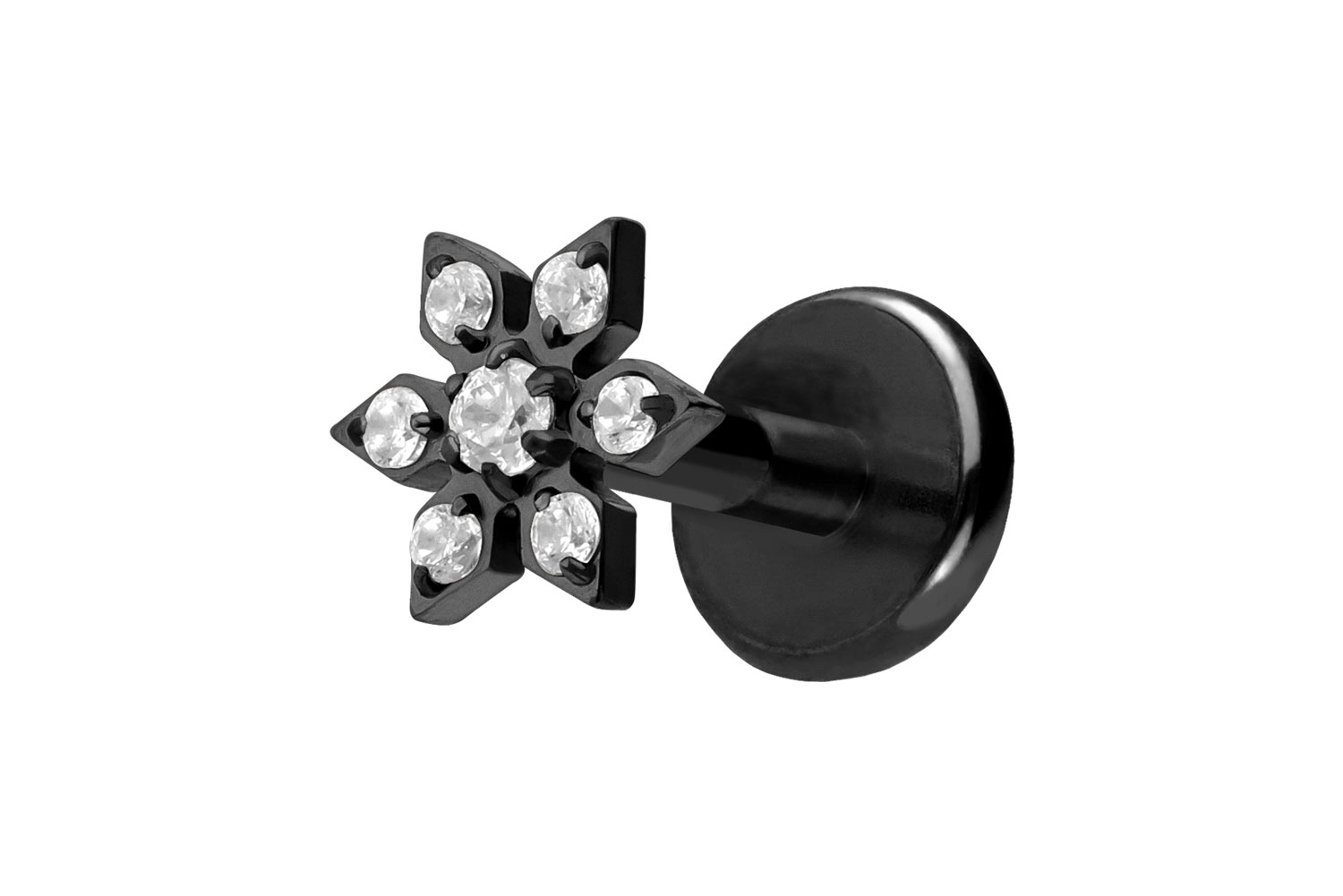 Titanium labret with push fit CRYSTAL FLOWER