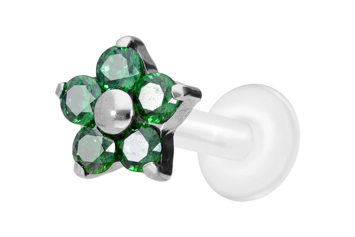 PTFE labret with internal thread + titanium attachment CRYSTAL FLOWER