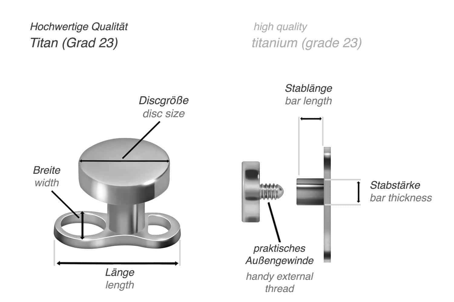 Titanium mini dermal anchor DISC