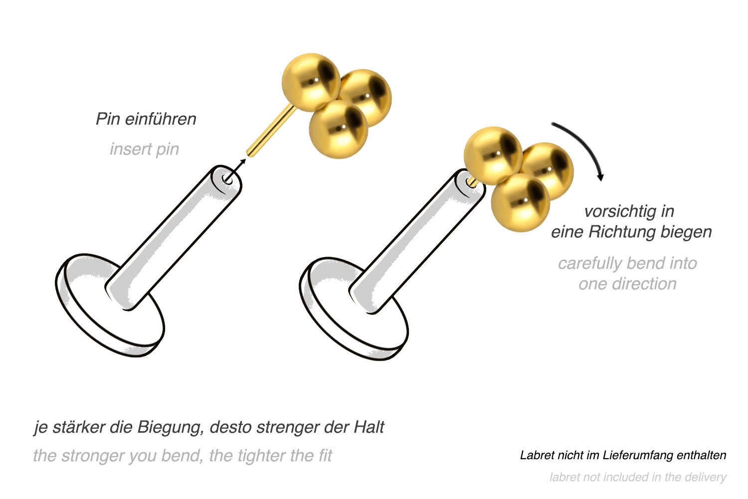 Titanium attachment with push pin 3 BALLS