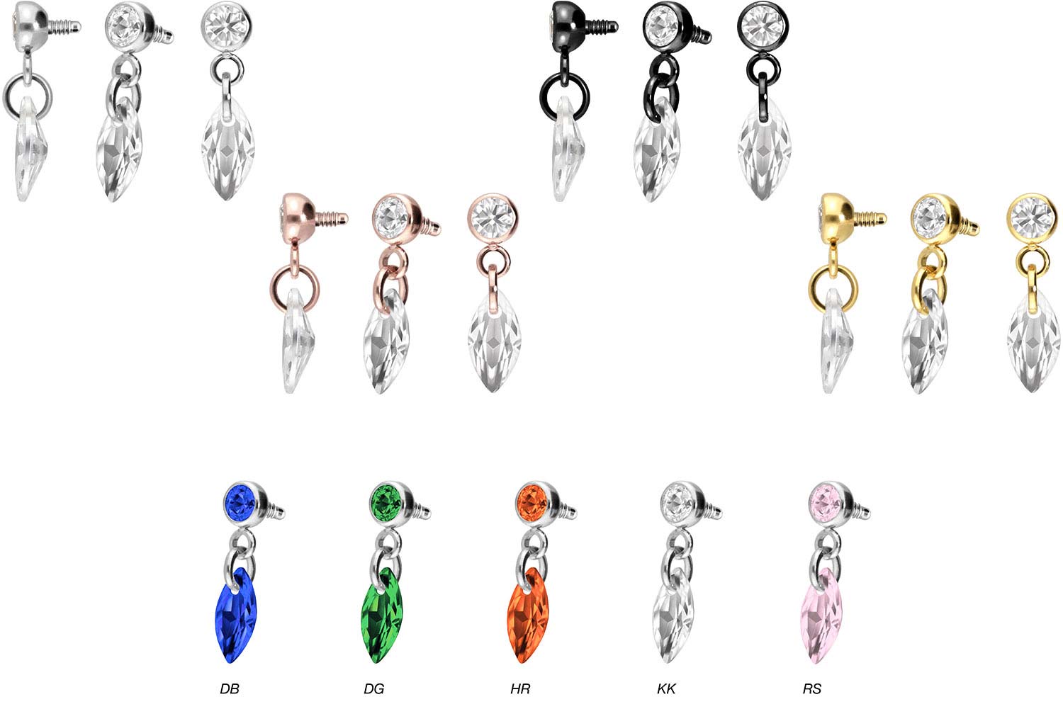 Titanium screw-in attachment with external thread CRYSTAL OVAL