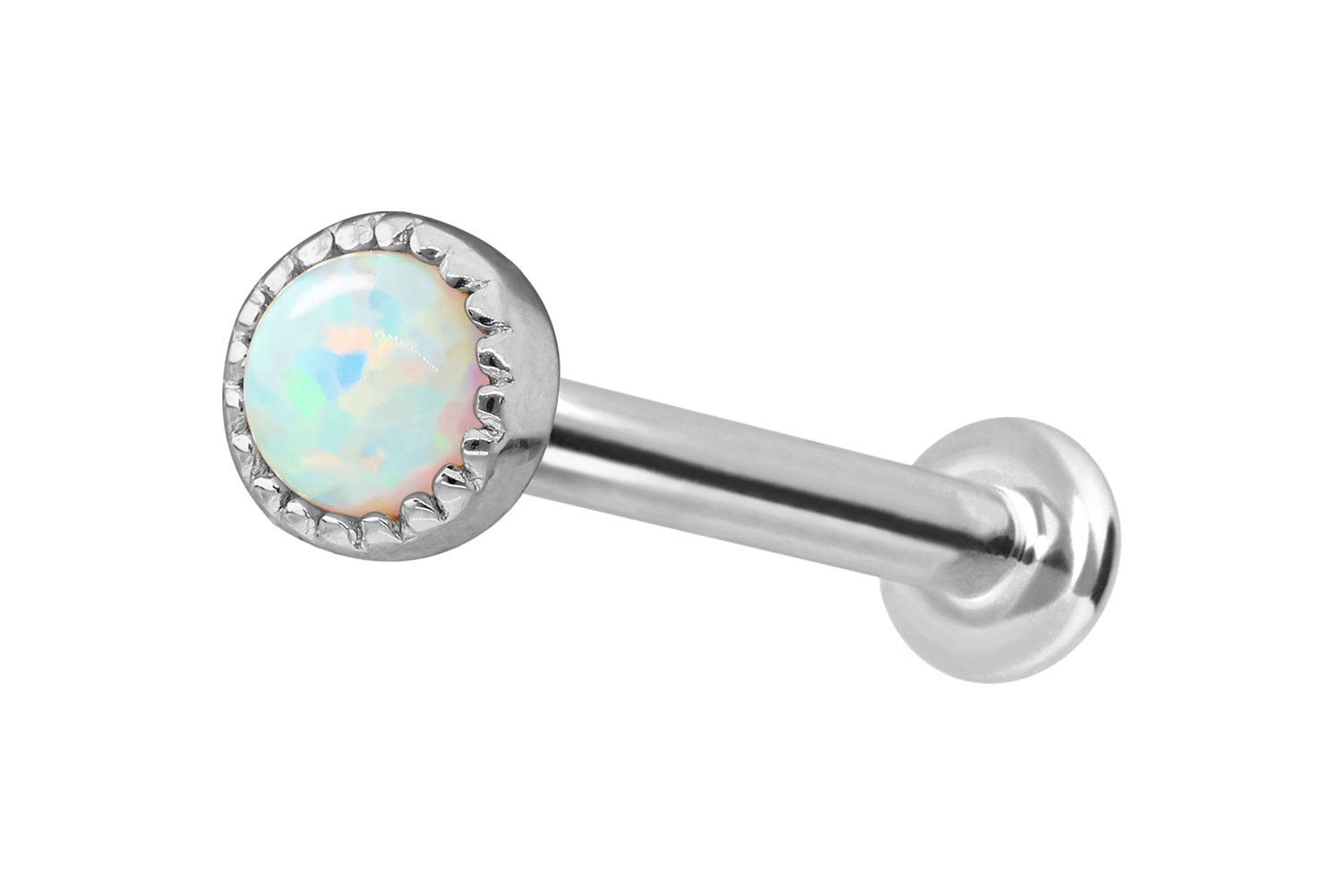 14 Karat Gold Labret mit Push Fit SYNTHETISCHER OPAL