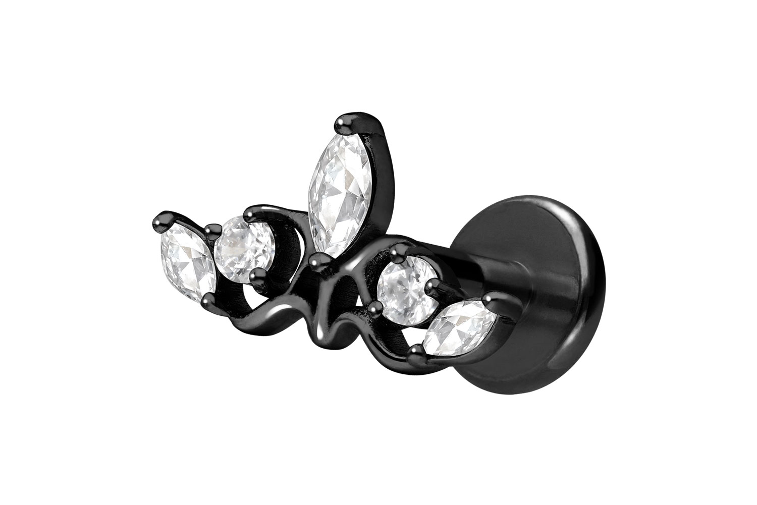 Titanium labret with internal thread GOTHIC CROWN