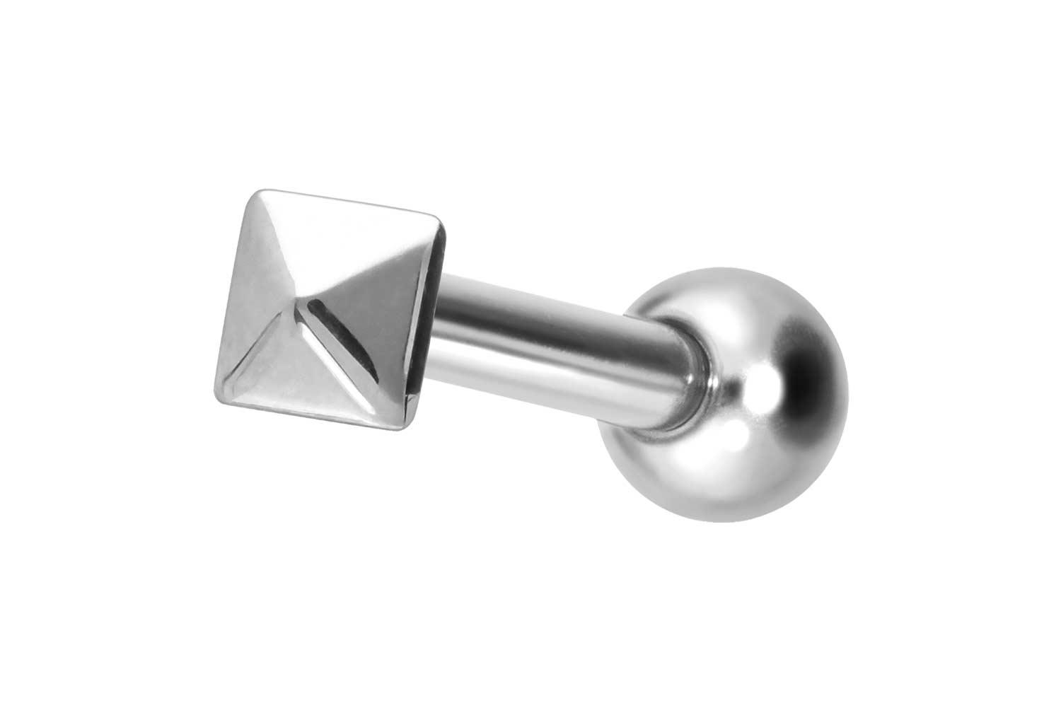 Titanium ear piercing with internal thread PYRAMID