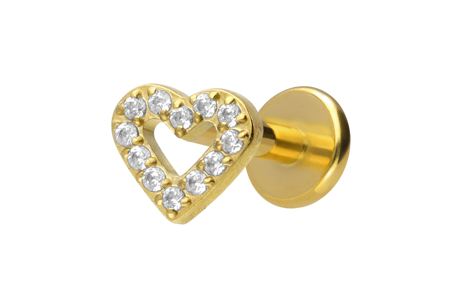 Titanium labret with internal thread CRYSTAL HEART