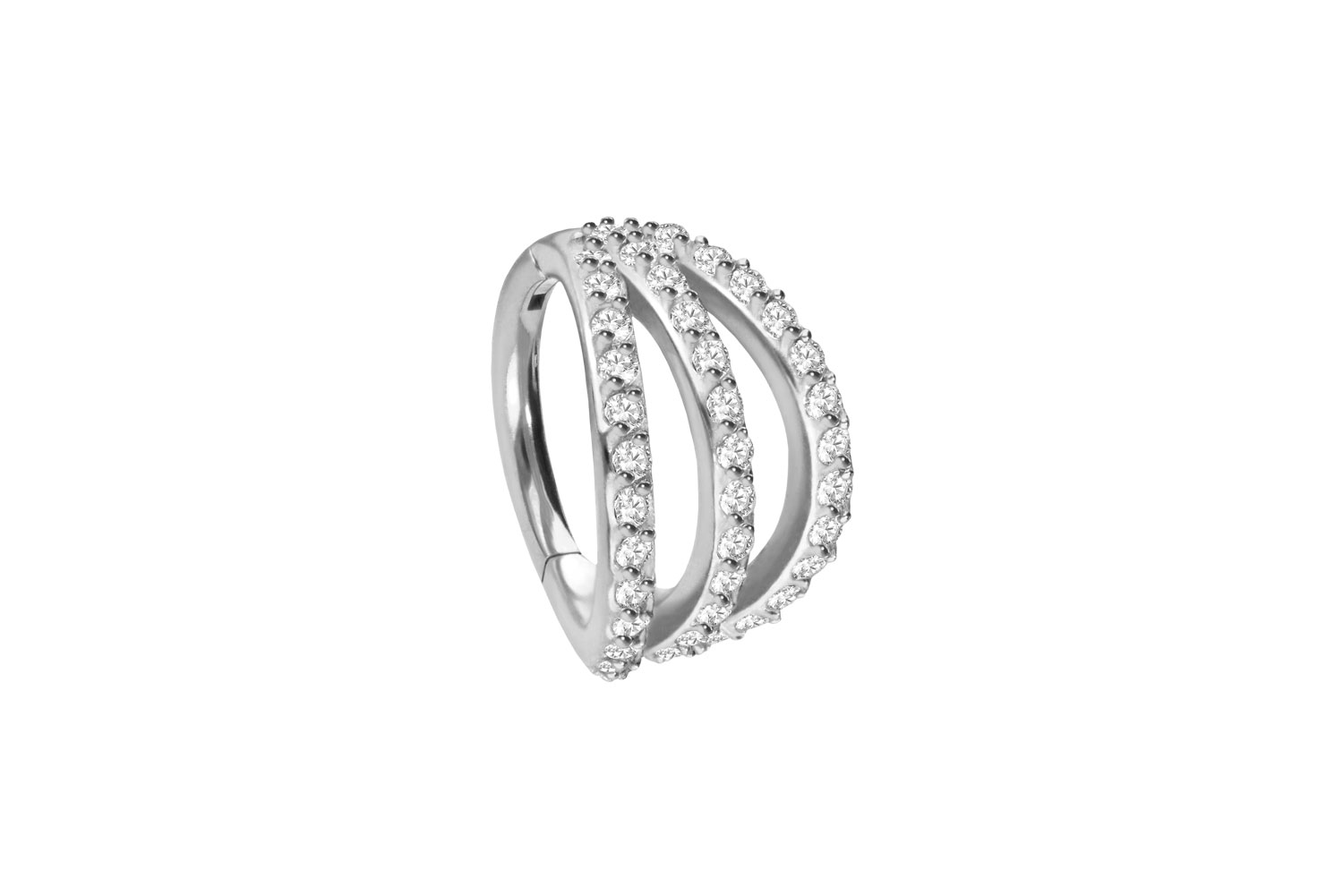 Surgical steel segment ring clicker 3 RINGS + SETTED CRYSTALS