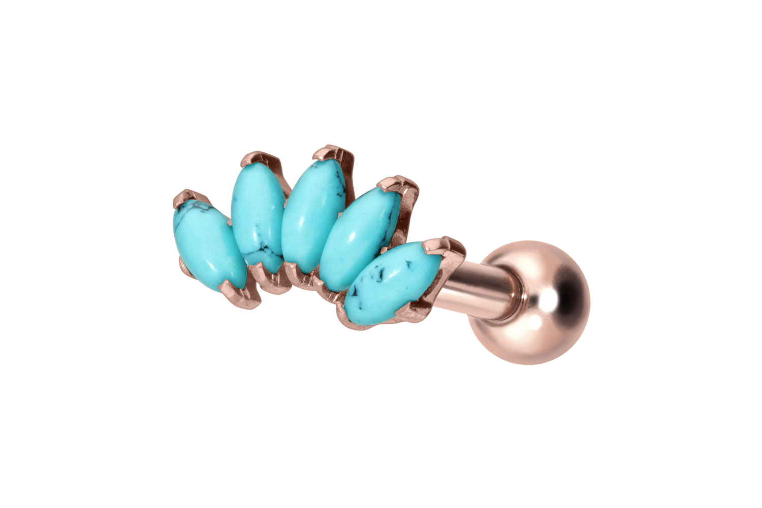 Titanium ear piercing with internal thread ARCH + SYNTHETIC TURQUOISES