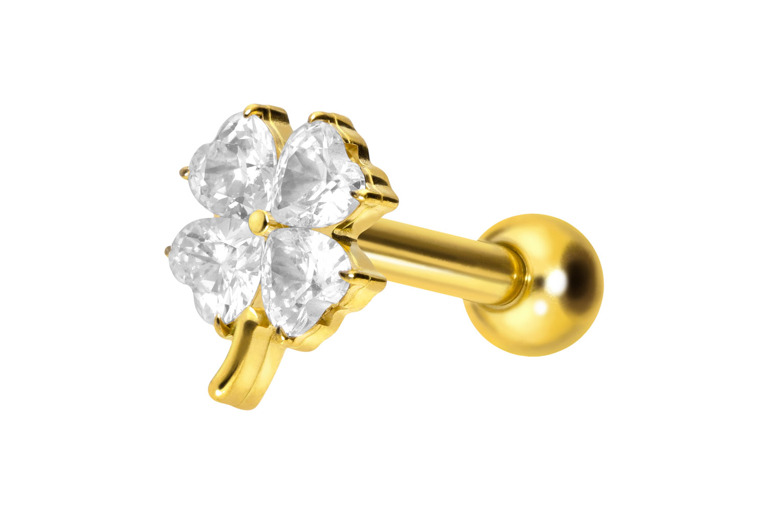 Titan Ohrpiercing mit Innengewinde KRISTALLKLEEBLATT