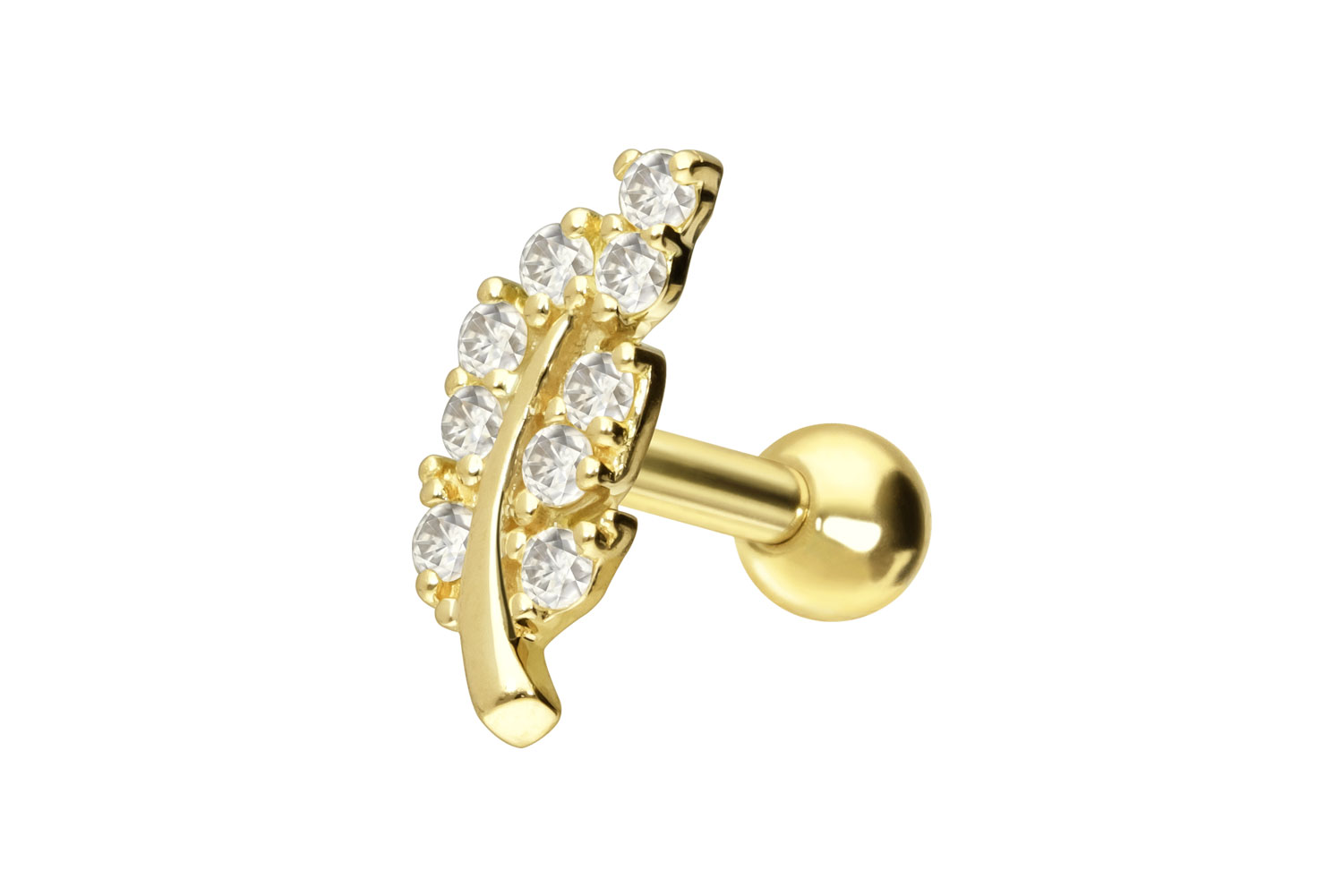 14/18 carat gold ear piercing MOISSANITE LEAF