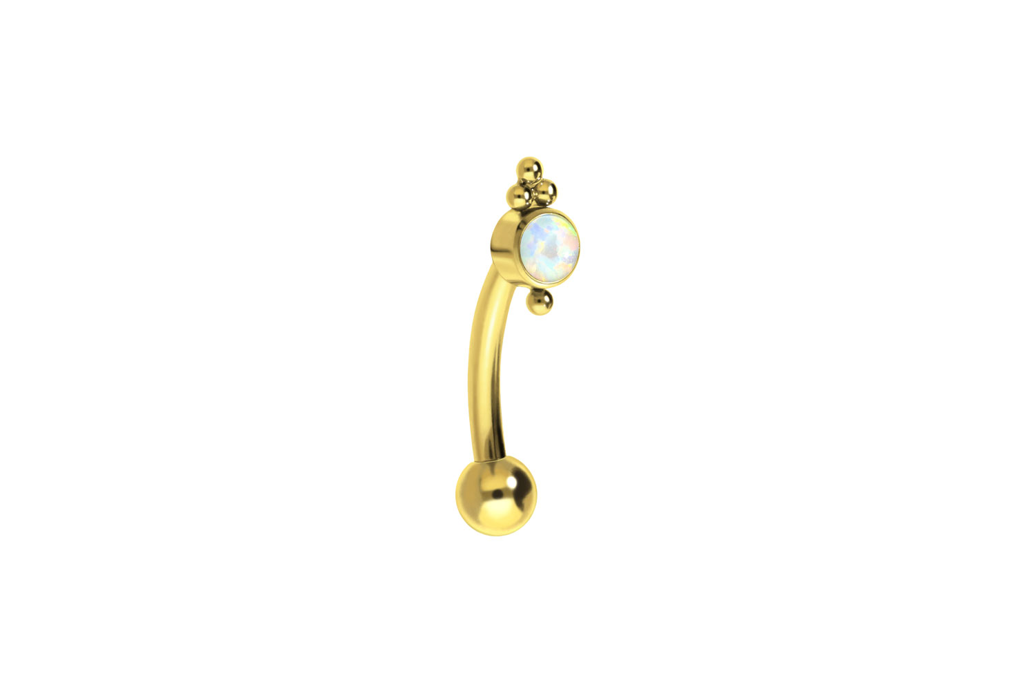 Titanium banana with push fit SYNTHETIC OPAL + BALLS