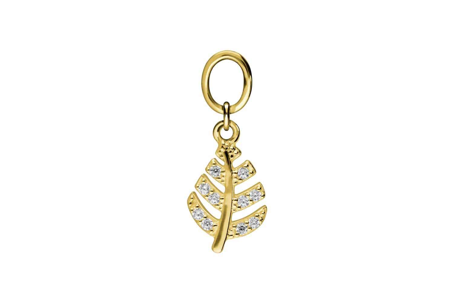 18 carat gold pendant for clickers CRYSTAL LEAF