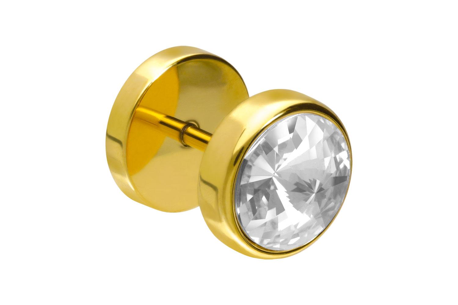 Surgical steel fake plug BIG CRYSTAL