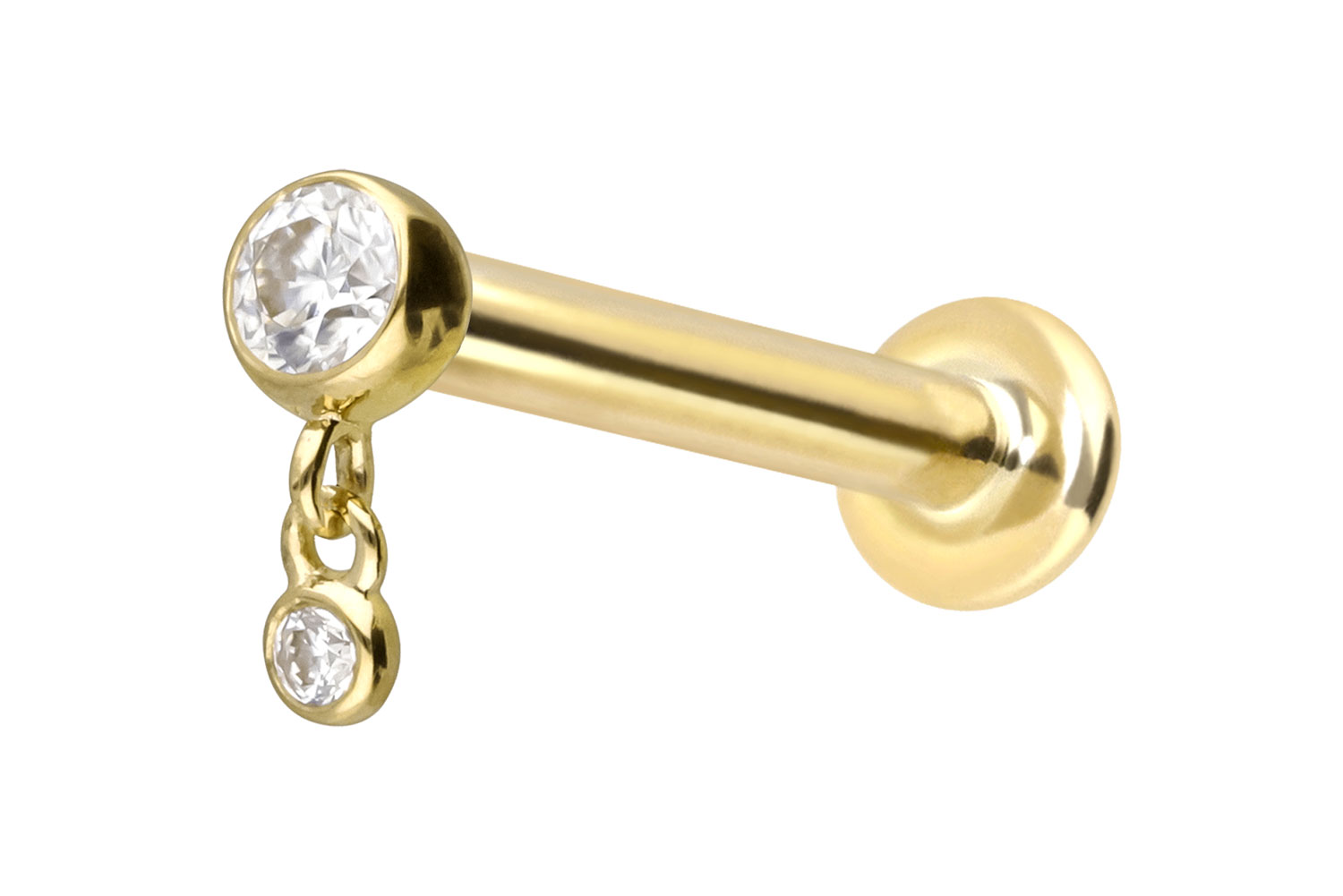 14 Karat Gold Labret mit Innengewinde 2 MOISSANITE