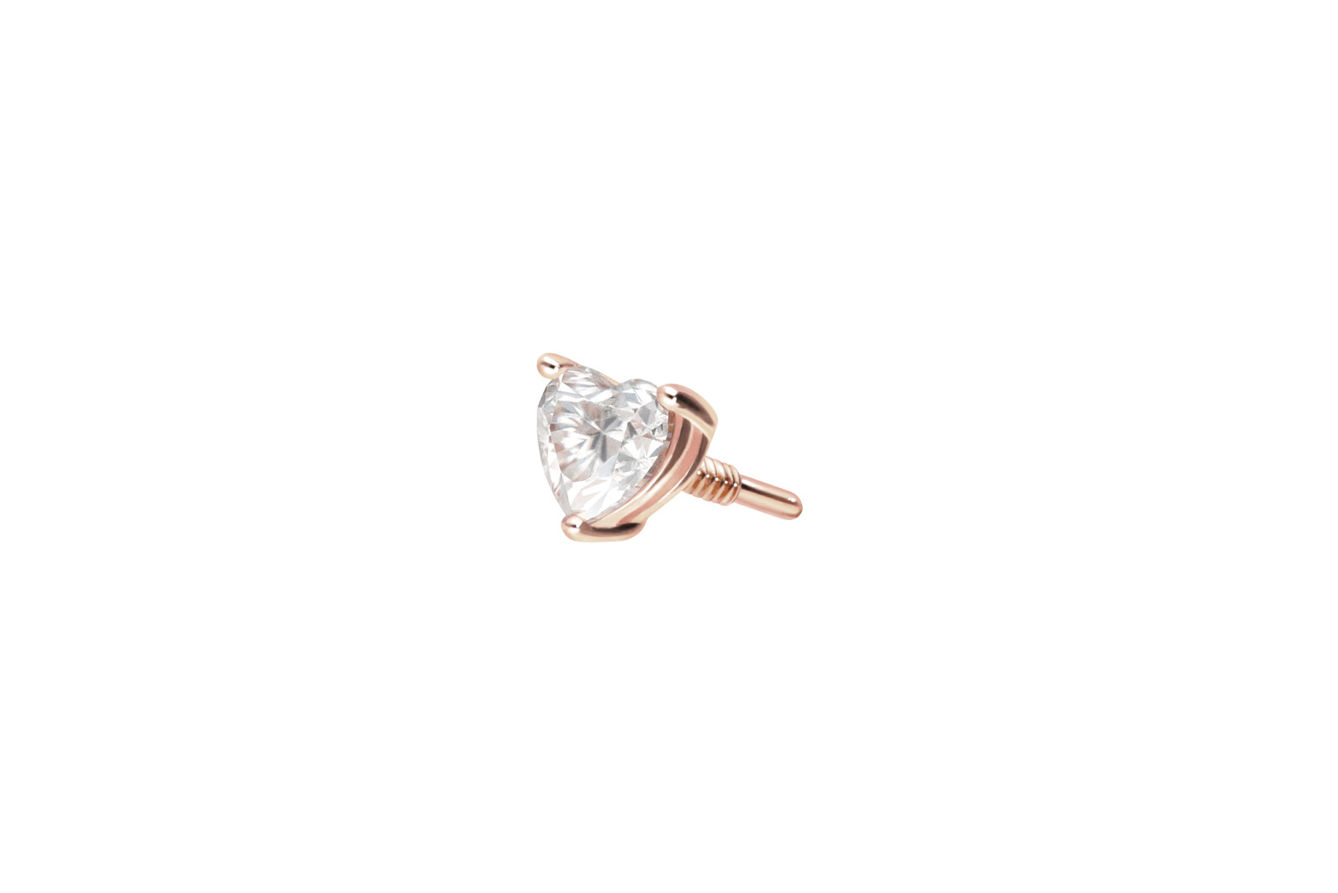 14 carat gold screw-in attachment with external thread MOISSANITE HEART