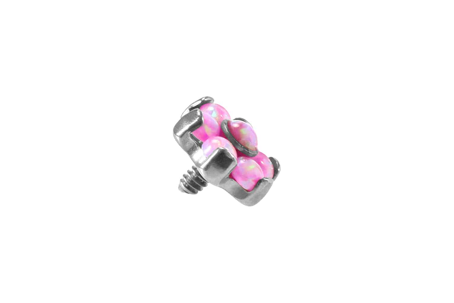 Titanium screw-in attachment with external thread FLOWER WITH 7 SYNTHETIC OPALS ++SALE++