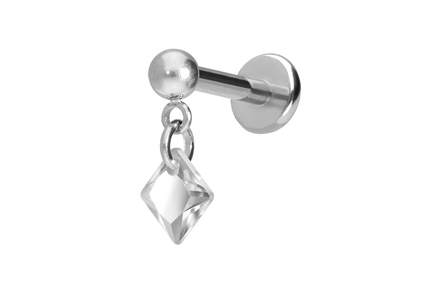 Titan Labret mit Push Fit KRISTALLQUADRAT