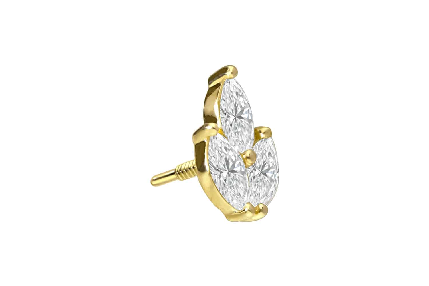 18 carat gold screw-in attachment with external thread DIAMOND LOTUS BLOSSOM