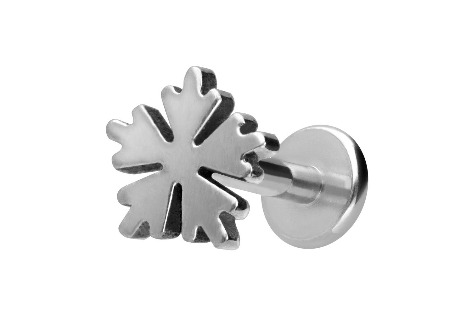 Titanium labret with internal thread SNOWFLAKE