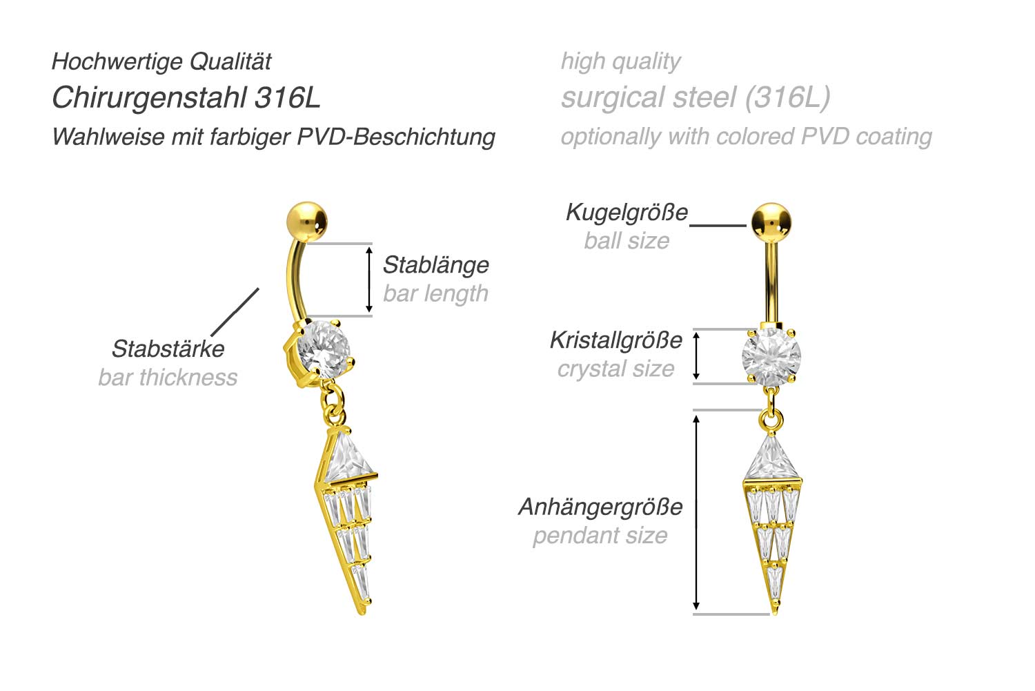 Surgical steel bananabell with brass design ICICLE ++SALE++