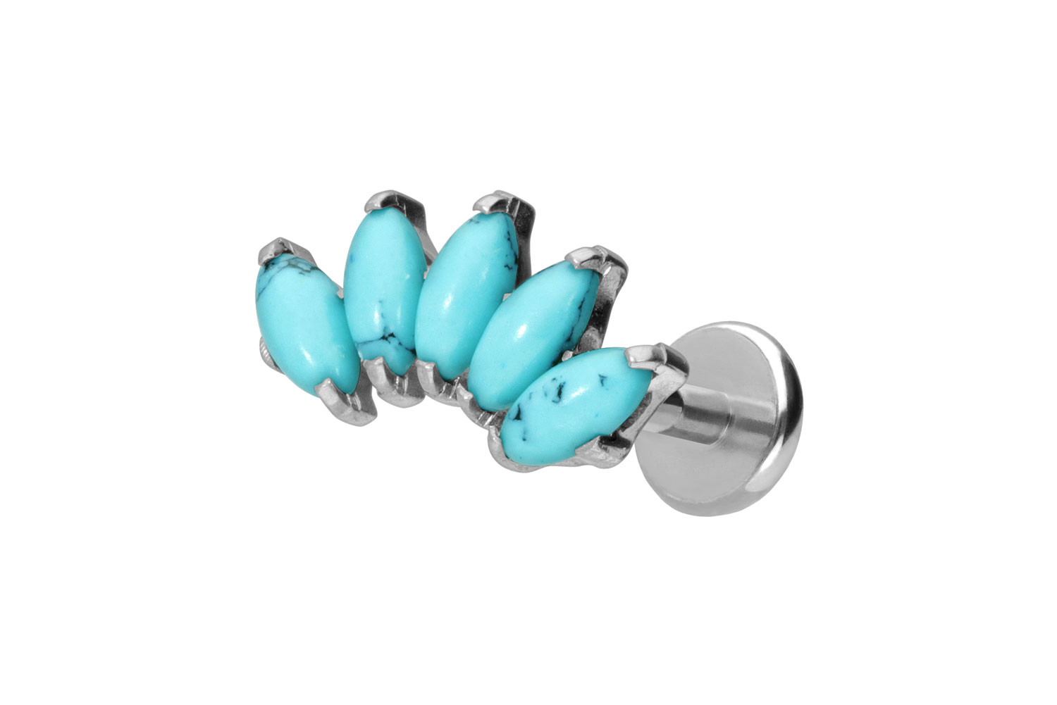 Titanium labret with push fit ARCH + SYNTHETIC TURQUOISES
