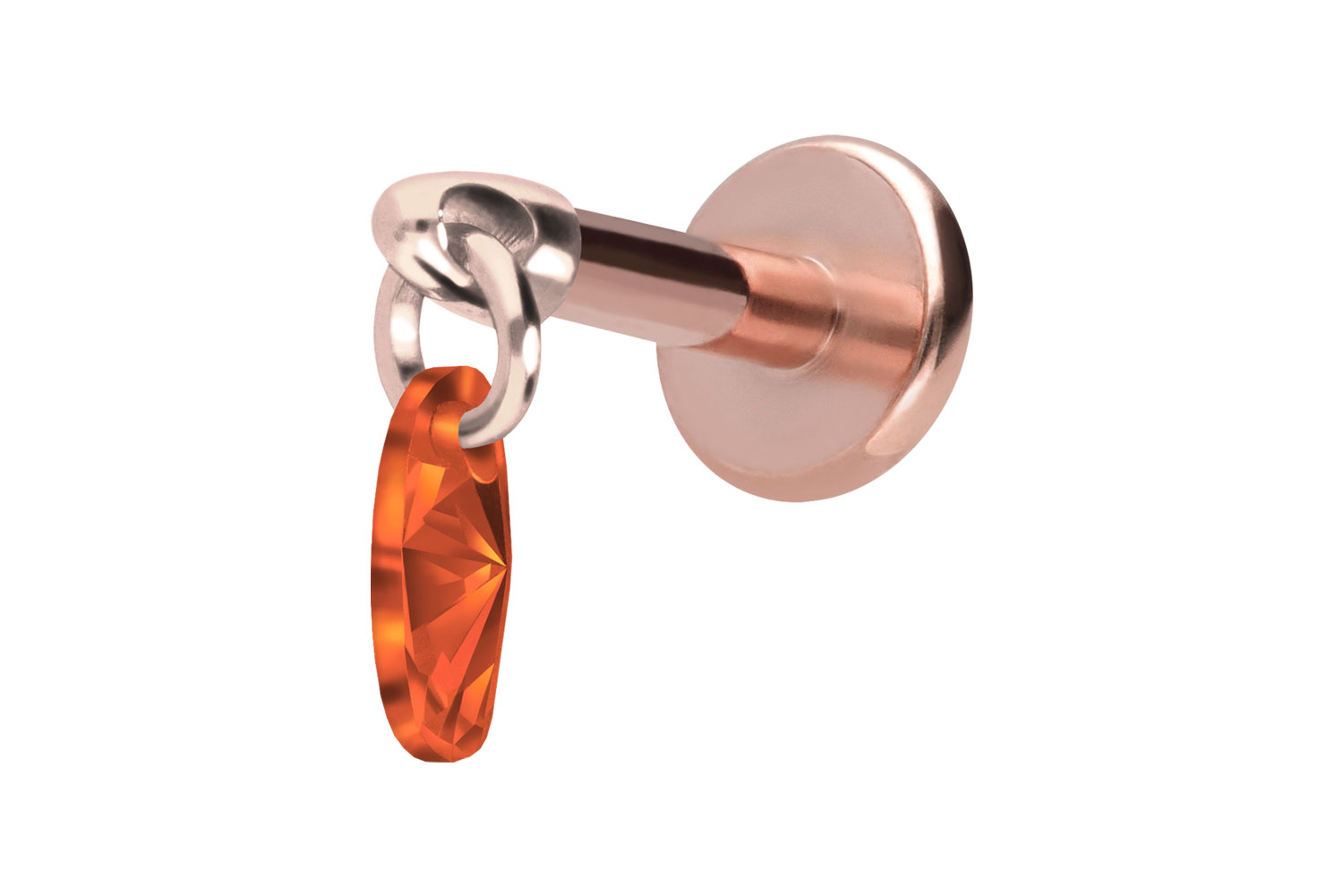 Titanium labret with internal thread CRYSTAL OVAL