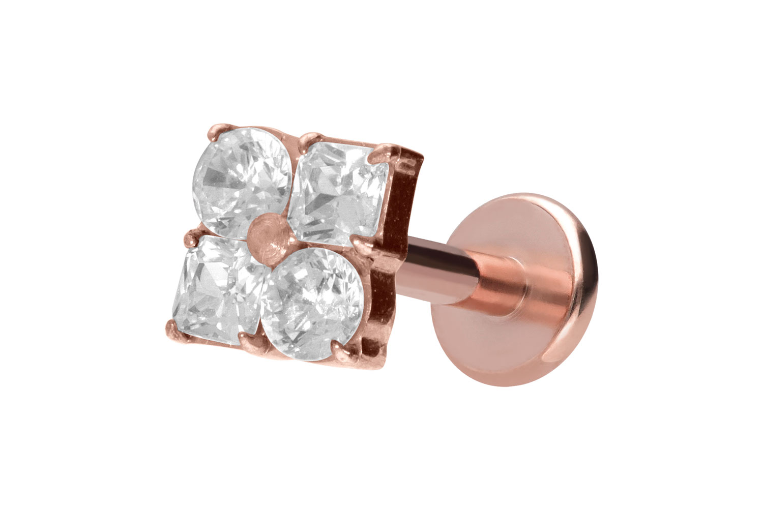 Titanium labret with internal thread CRYSTAL FLOWER