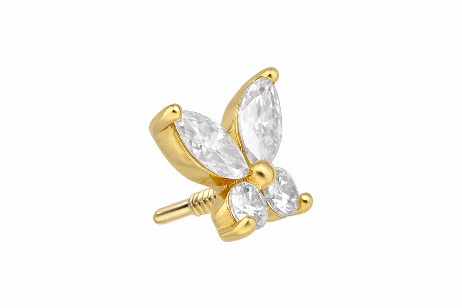 925 silver screw-in attachment with external thread MOISSANITE BUTTERFLY