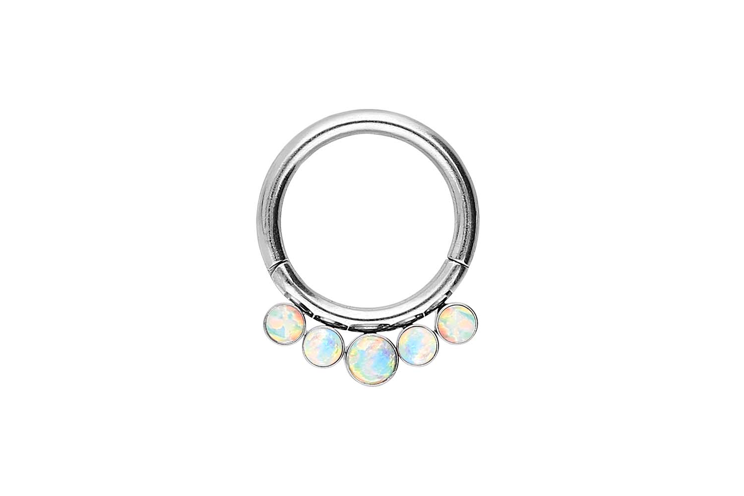 Surgical steel segment ring clicker 5 SYNTHETIC OPALS ++SALE++