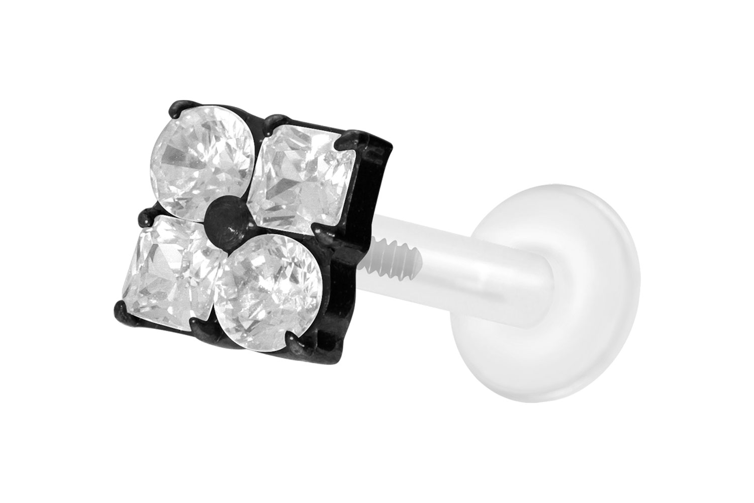 PTFE labret with internal thread + titanium attachment CRYSTAL FLOWER