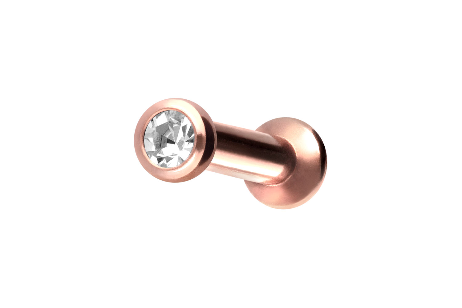 Titan Triple Piercing Mini Labret mit Push Fit FLAT-DISC + KRISTALL