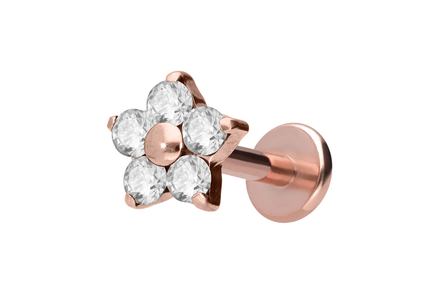 Titan Labret mit Innengewinde KRISTALLBLUME