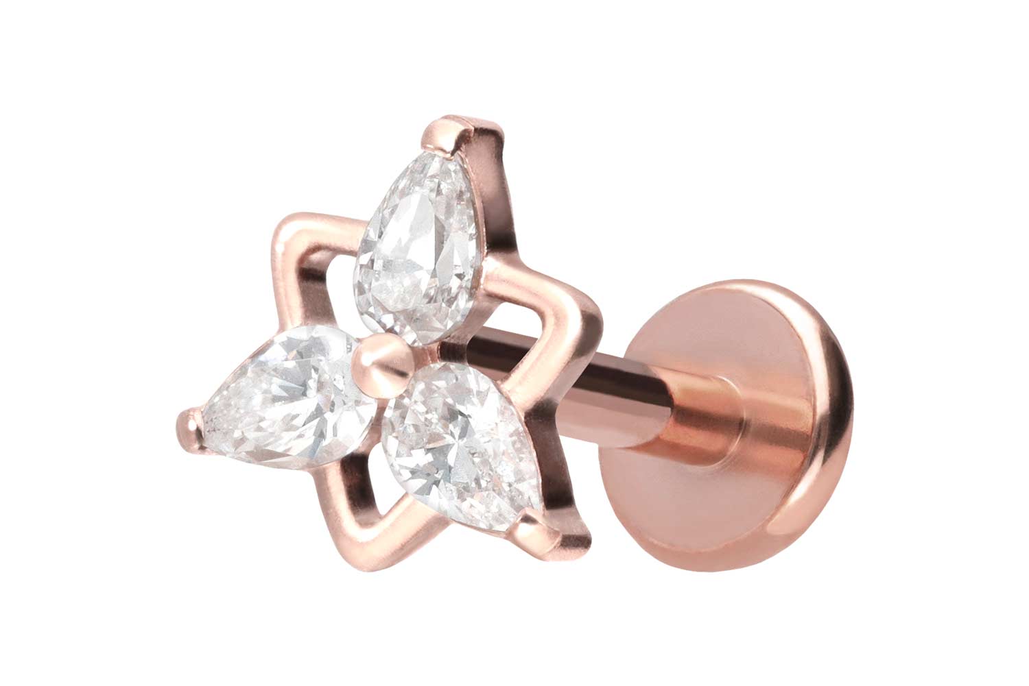 Titanium labret with push fit CRYSTAL FLOWER
