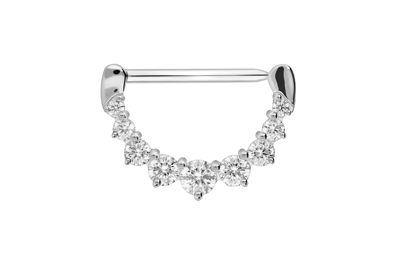 Surgical steel nipple piercing clicker 9 CRYSTALS