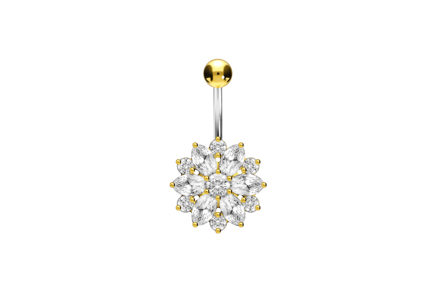 Titanium bananabell with 925 silver design CRYSTAL FLOWER