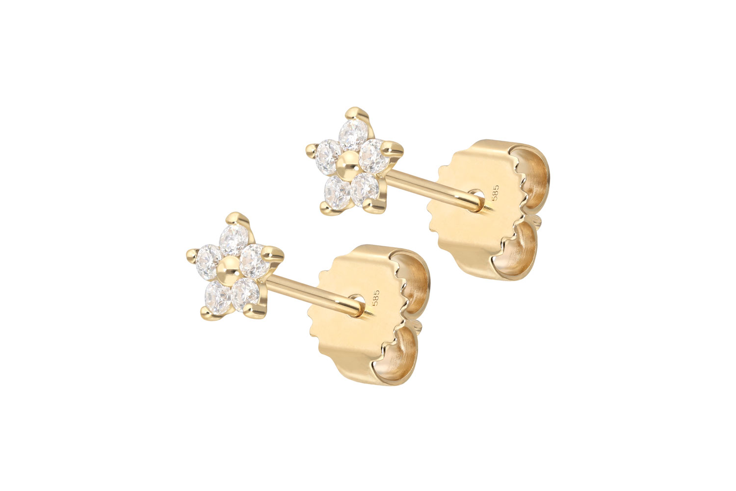 14 carat gold ear studs MOISSANITE FLOWER