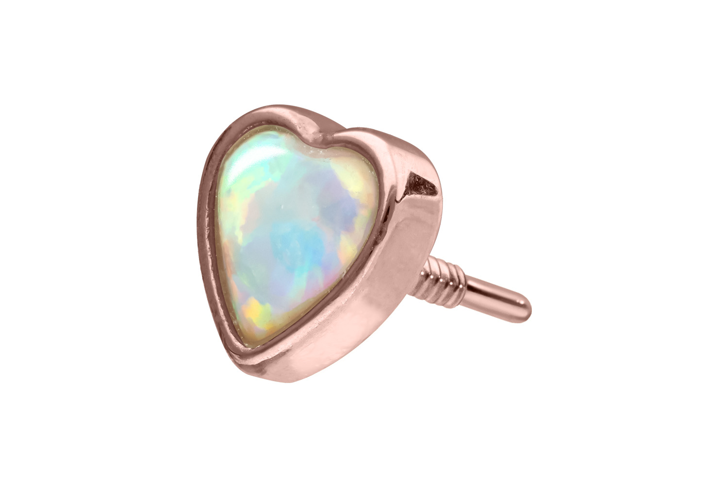 14 carat gold screw-in attachment with external thread SYNTHETIC OPAL HEART