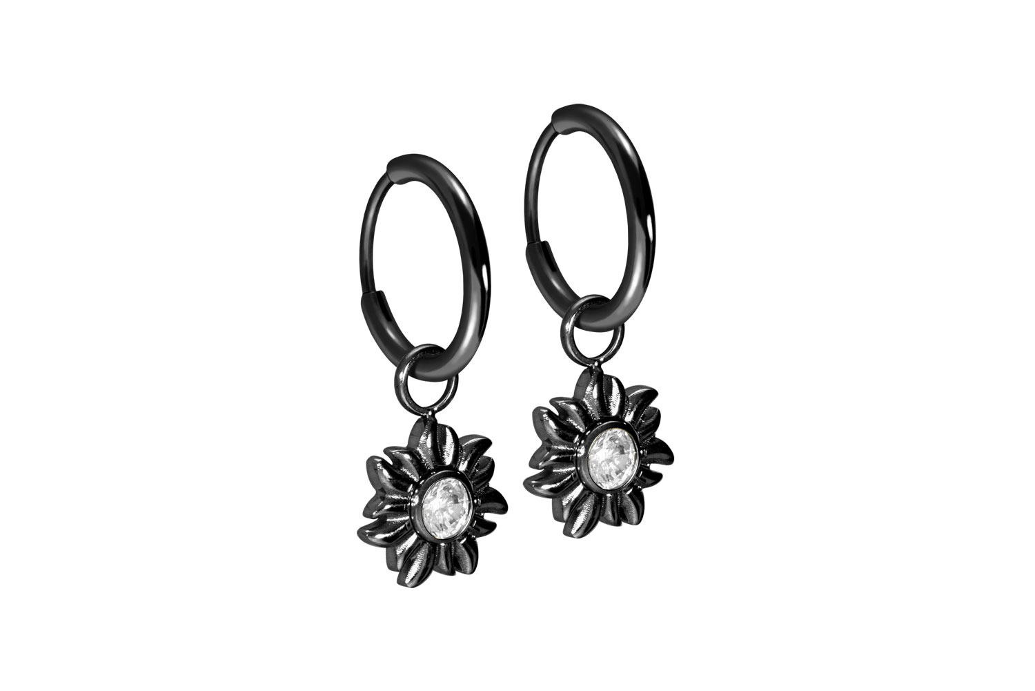 Titan Ohrclicker Creolen SONNE + KRISTALL